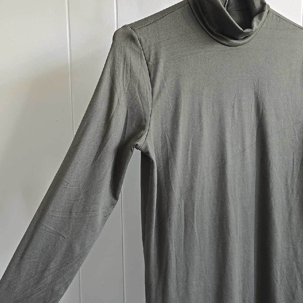 BUMPSUIT Elegant Olive Green Turtleneck Maternity Dress Size L - Picture 11 of 11
